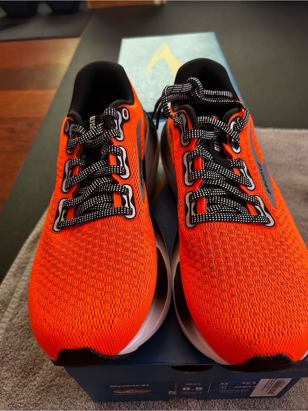 Brooks Glycerin 21 Men’s 8.5 Orange Black Running Shoes New In Box